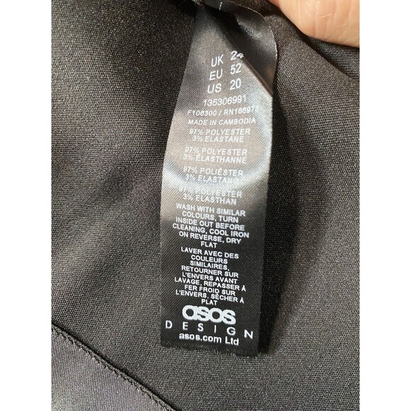 ASOS Curve Shirt Dress Women’s 20 Shiny Black Short Sleeve - Picture 6 of 9